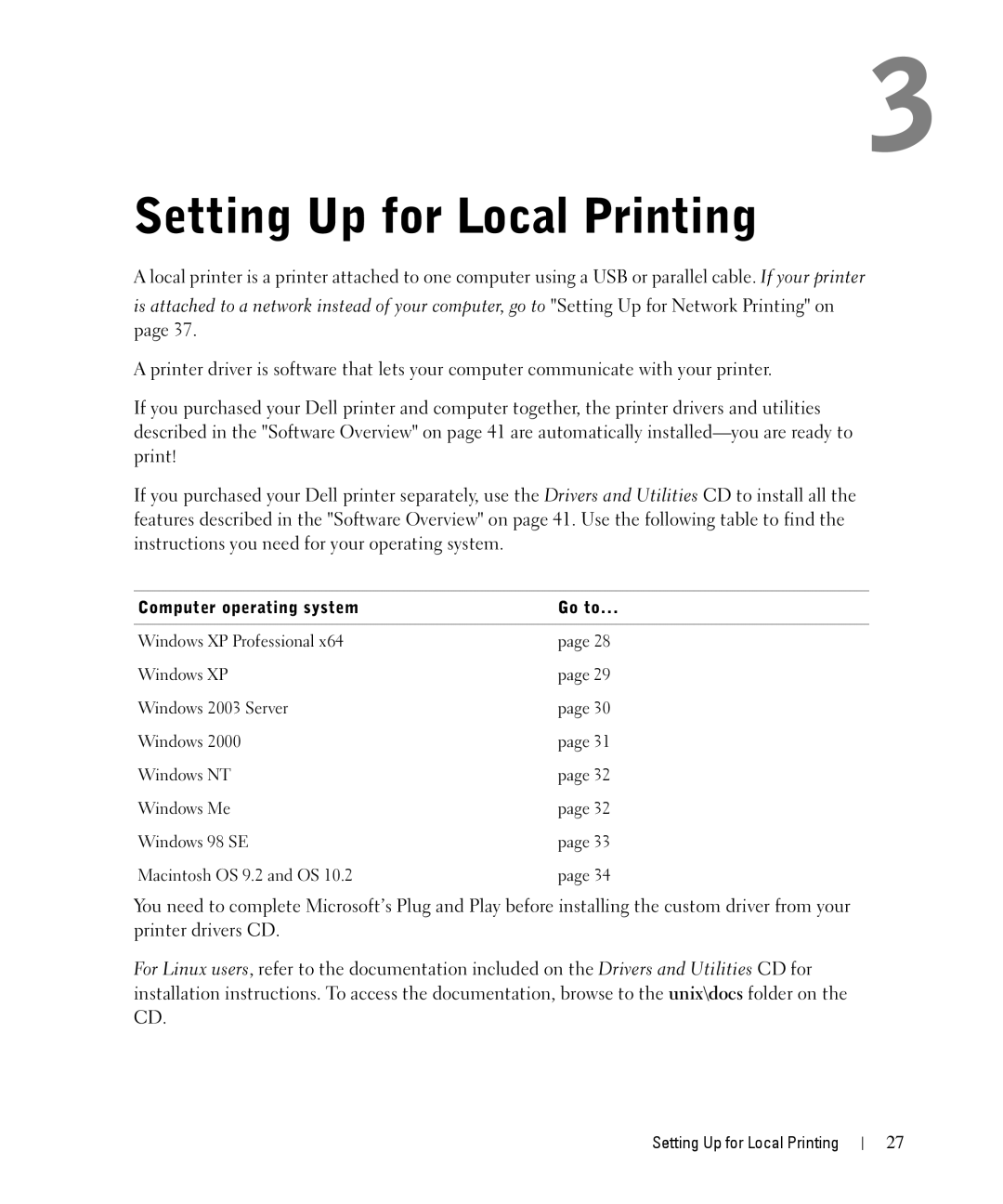 Dell 1710n owner manual Setting Up for Local Printing, Computer operating system Go to 