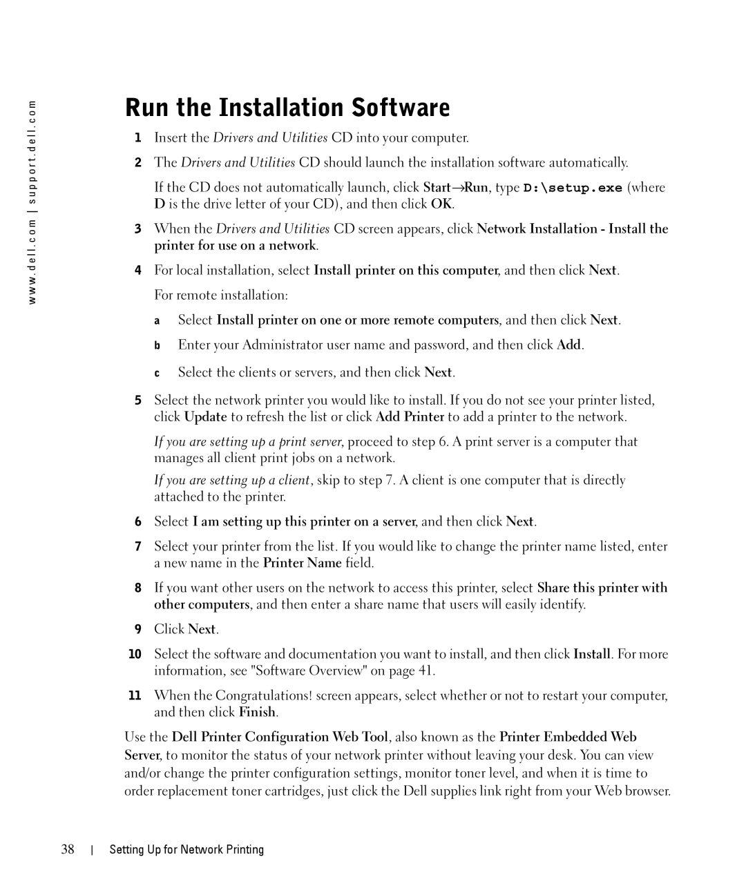 Dell 1710n owner manual Run the Installation Software 