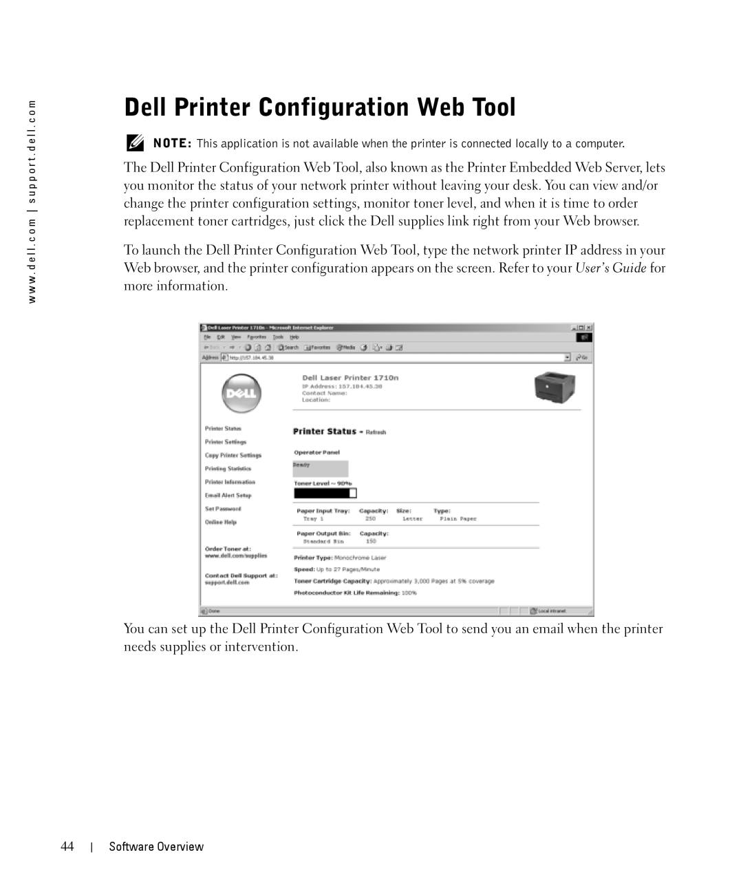 Dell 1710n owner manual Dell Printer Configuration Web Tool 