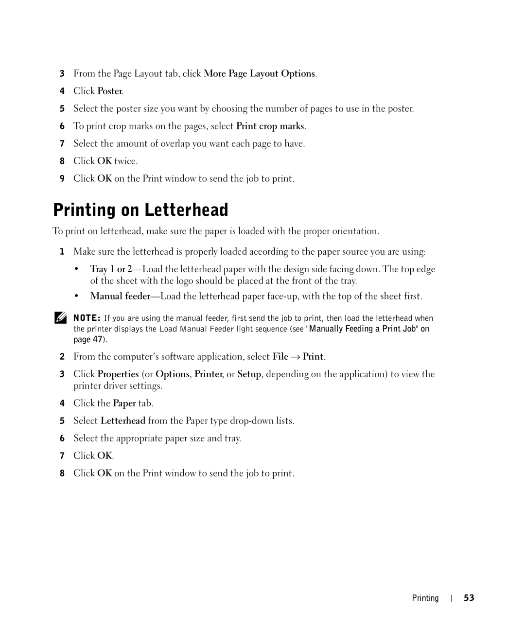 Dell 1710n owner manual Printing on Letterhead 