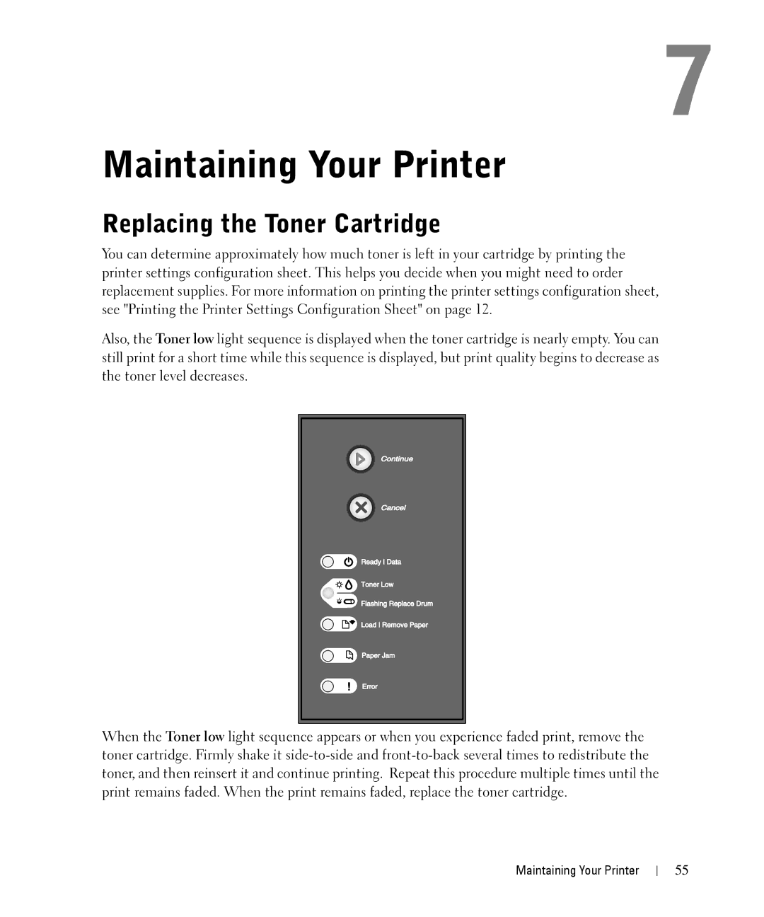 Dell 1710n owner manual Maintaining Your Printer, Replacing the Toner Cartridge 