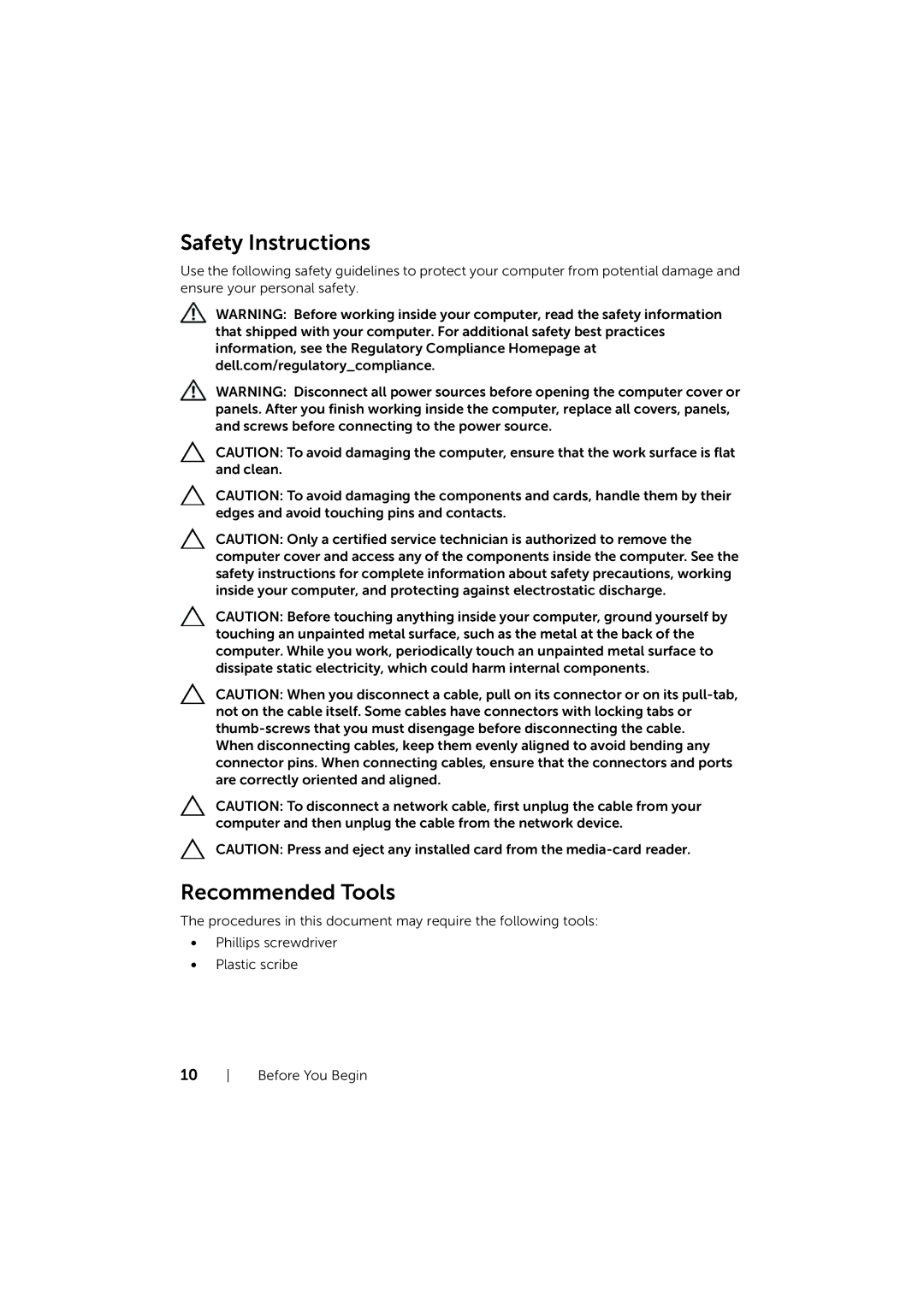 Dell 17/17R manual Safety Instructions 