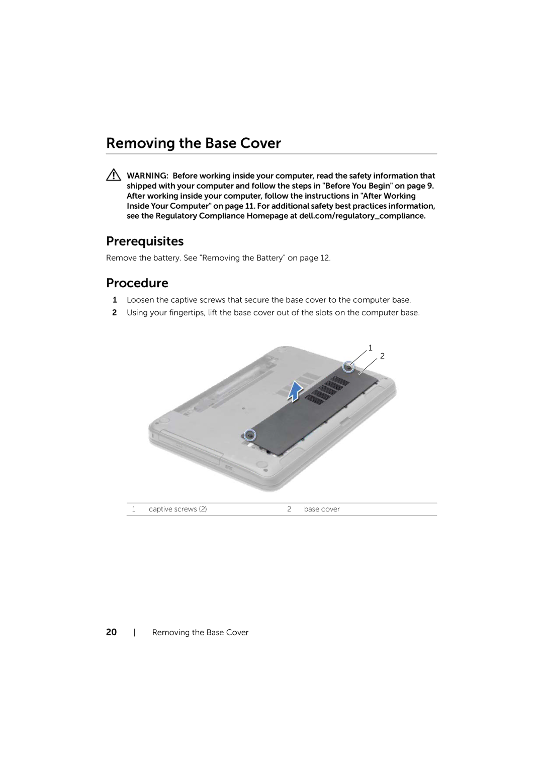 Dell 17/17R manual Removing the Base Cover 