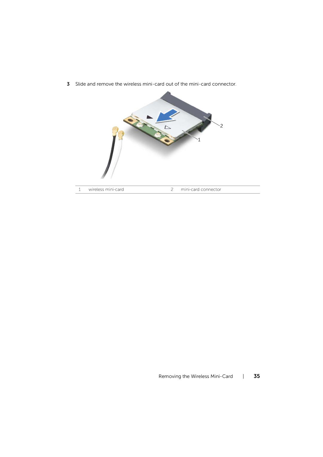 Dell 17/17R manual Wireless mini-card Mini-card connector 