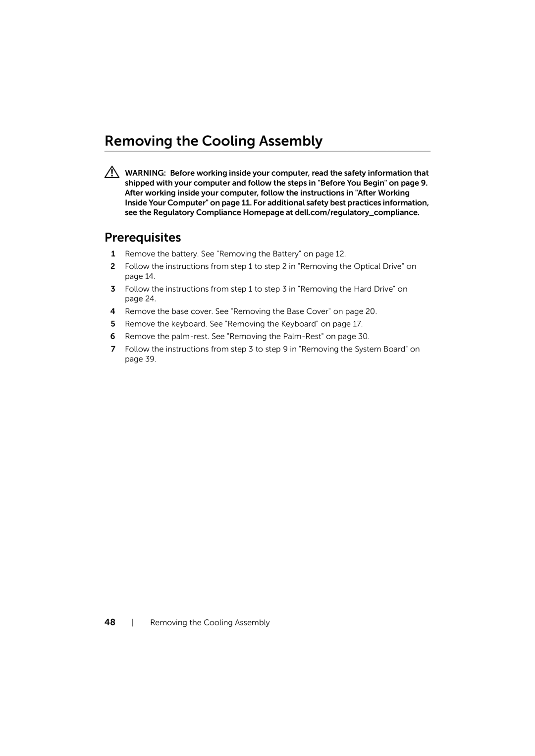 Dell 17/17R manual Removing the Cooling Assembly 