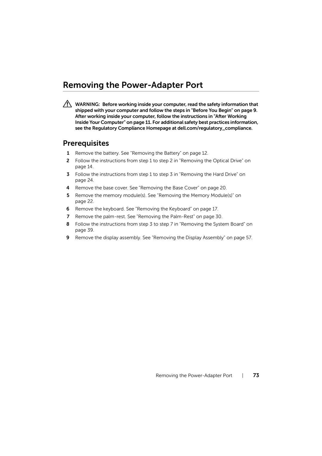 Dell 17/17R manual Removing the Power-Adapter Port 