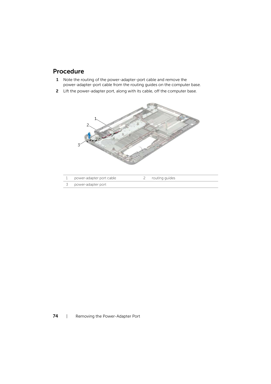 Dell 17/17R manual Power-adapter port cable Routing guides 