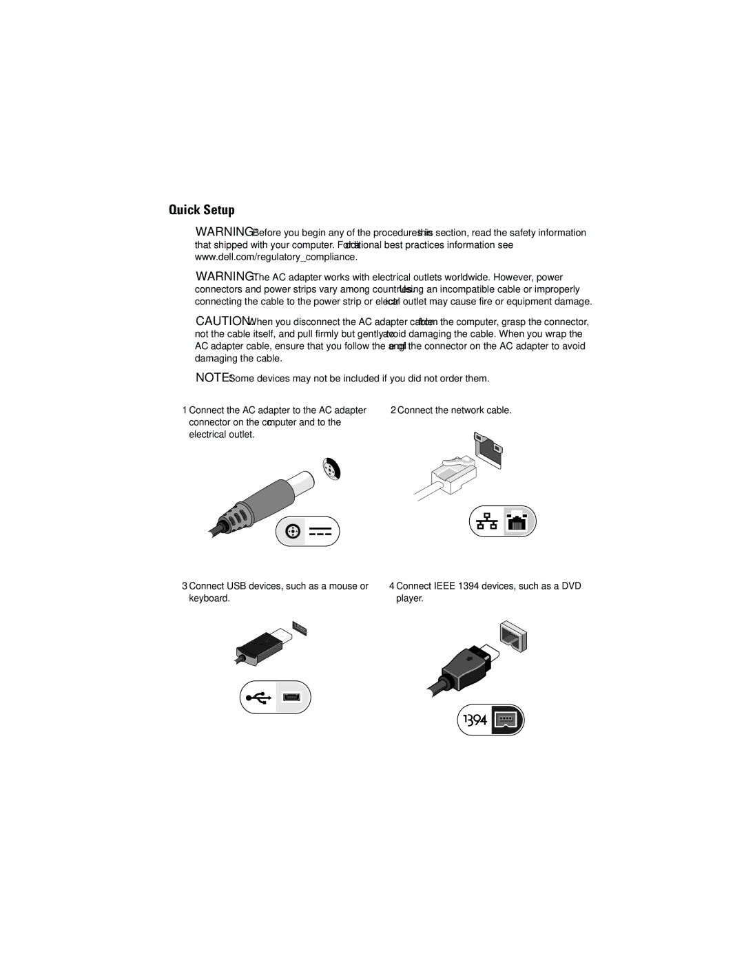 Dell 1520, 1720 manual Quick Setup 