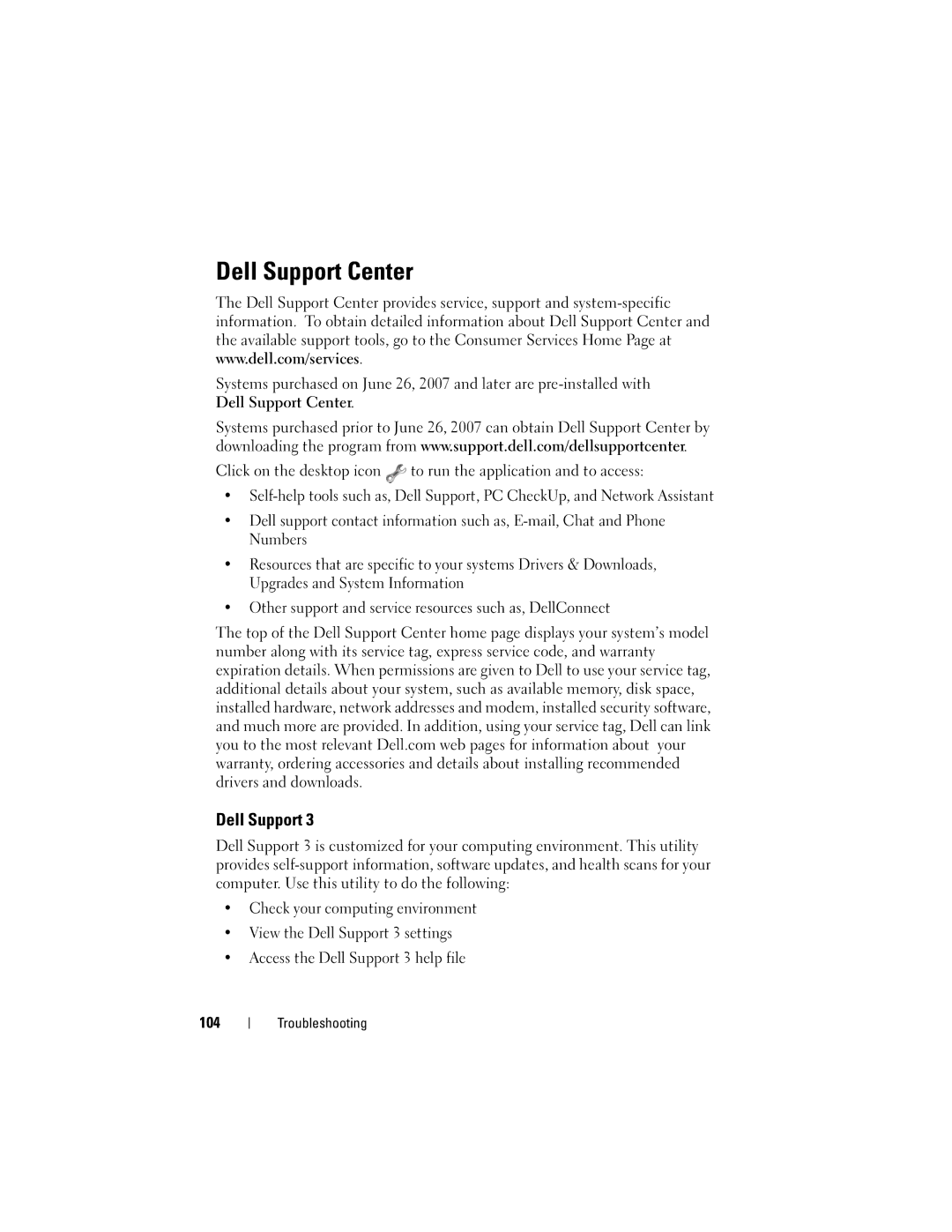 Dell 1720 owner manual Dell Support Center 