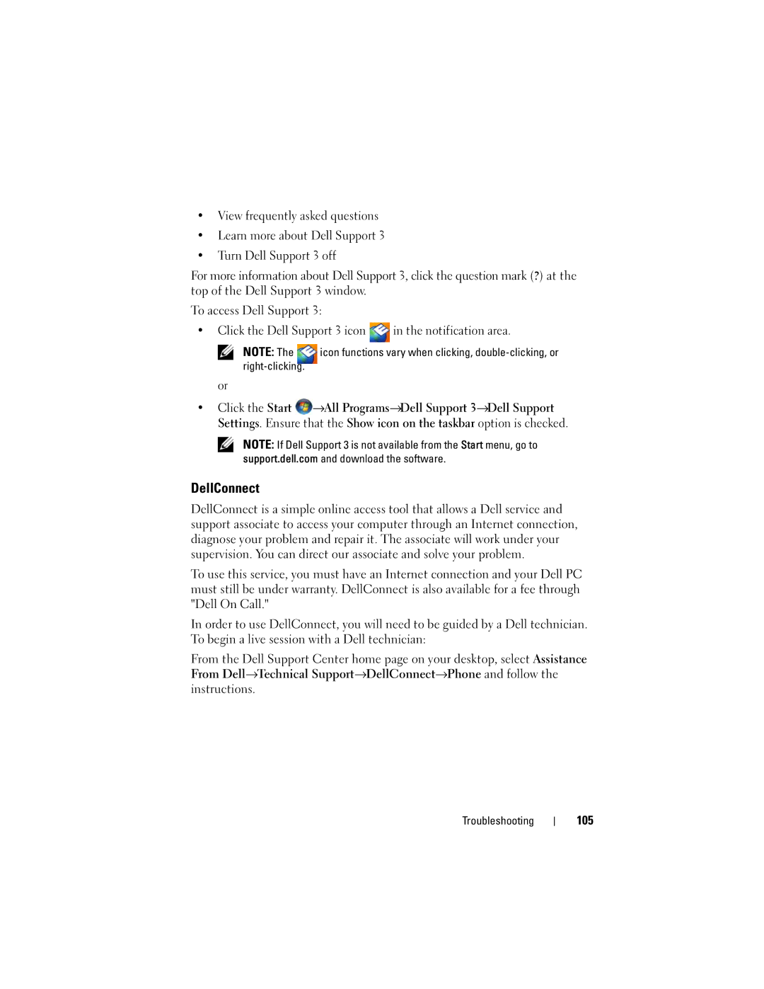 Dell 1720 owner manual DellConnect, 105 