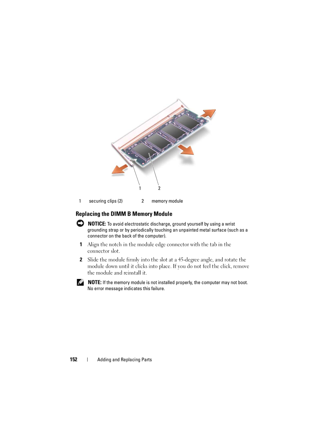 Dell 1720 owner manual Replacing the Dimm B Memory Module 