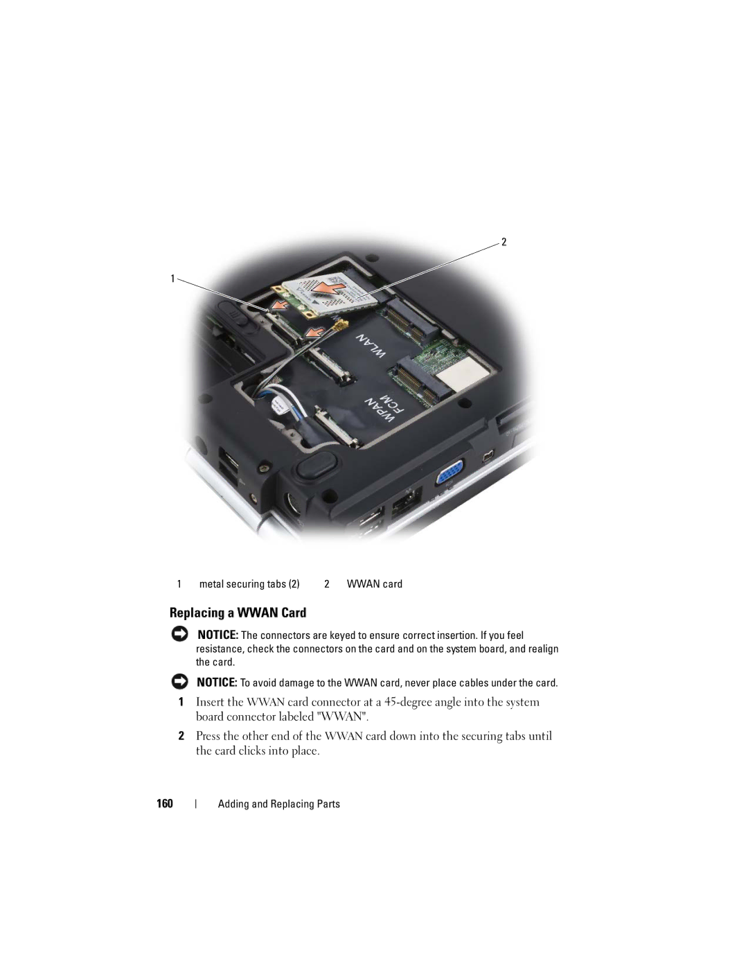 Dell 1720 owner manual Replacing a Wwan Card 