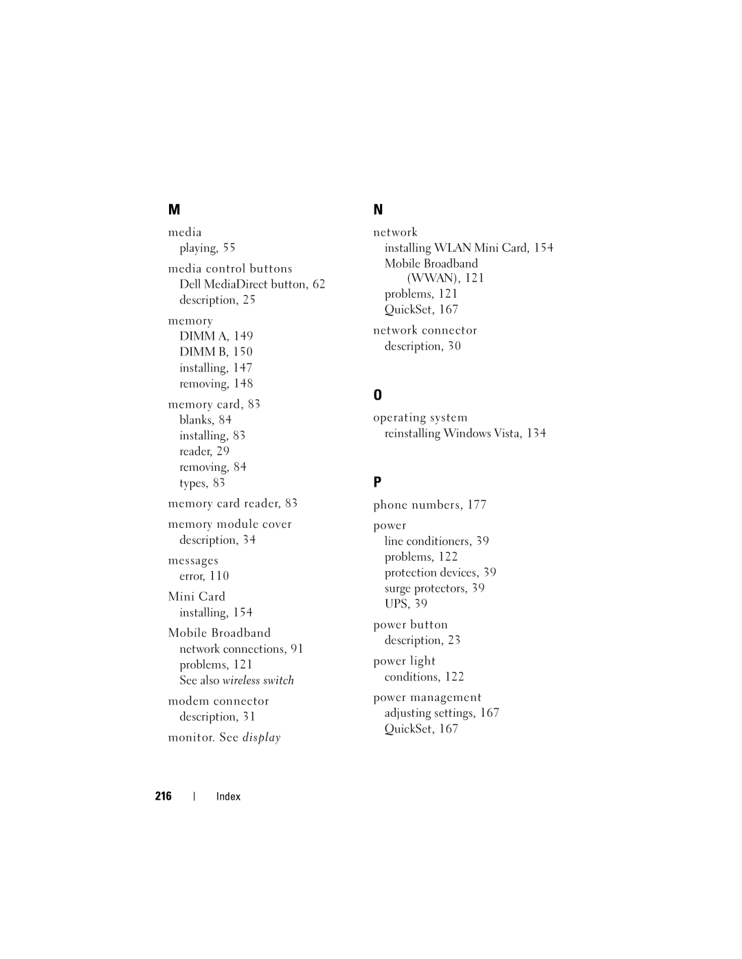 Dell 1720 owner manual Index 