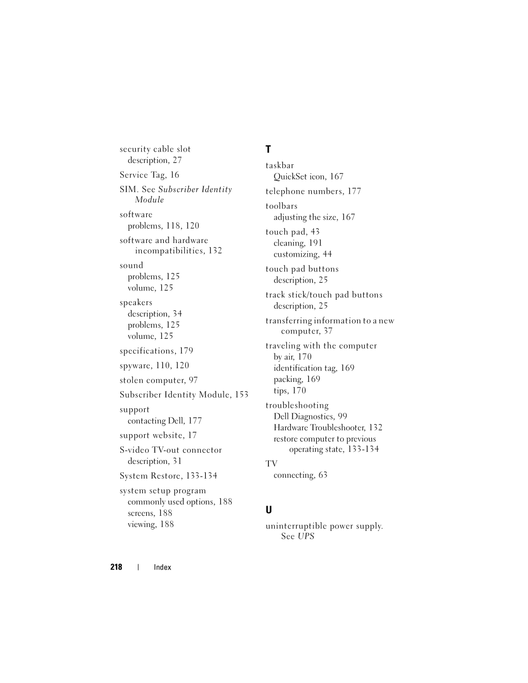 Dell 1720 owner manual Index 