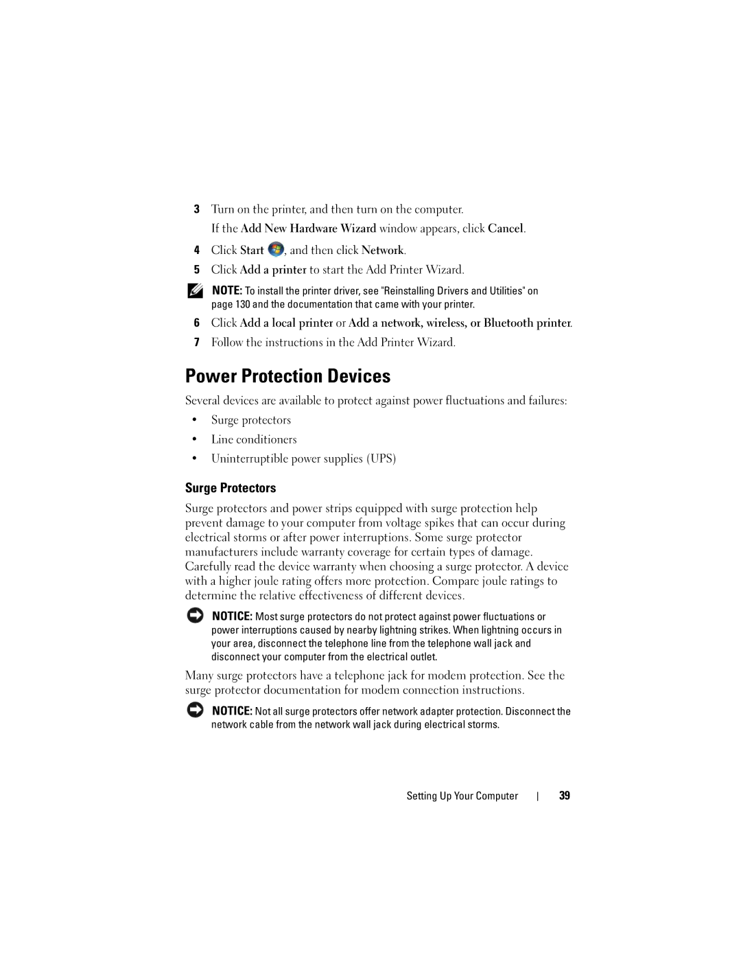 Dell 1720 owner manual Power Protection Devices, Surge Protectors 