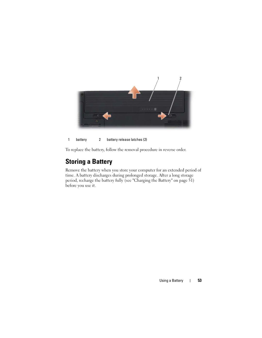 Dell 1720 owner manual Storing a Battery 