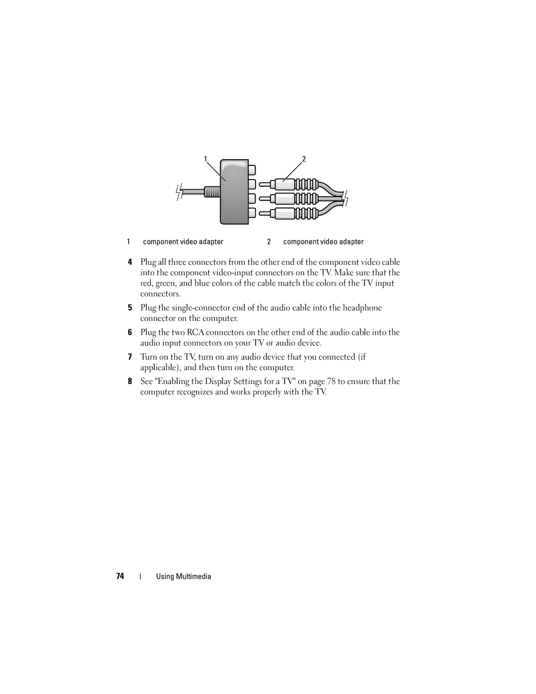 Dell 1720 owner manual Component video adapter 