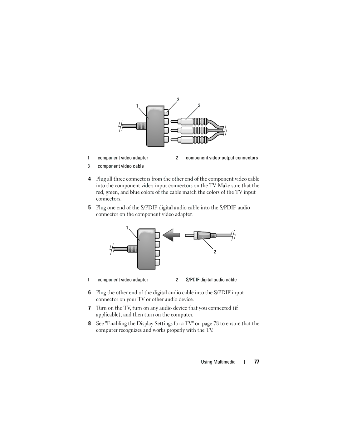 Dell 1720 owner manual Component video cable 