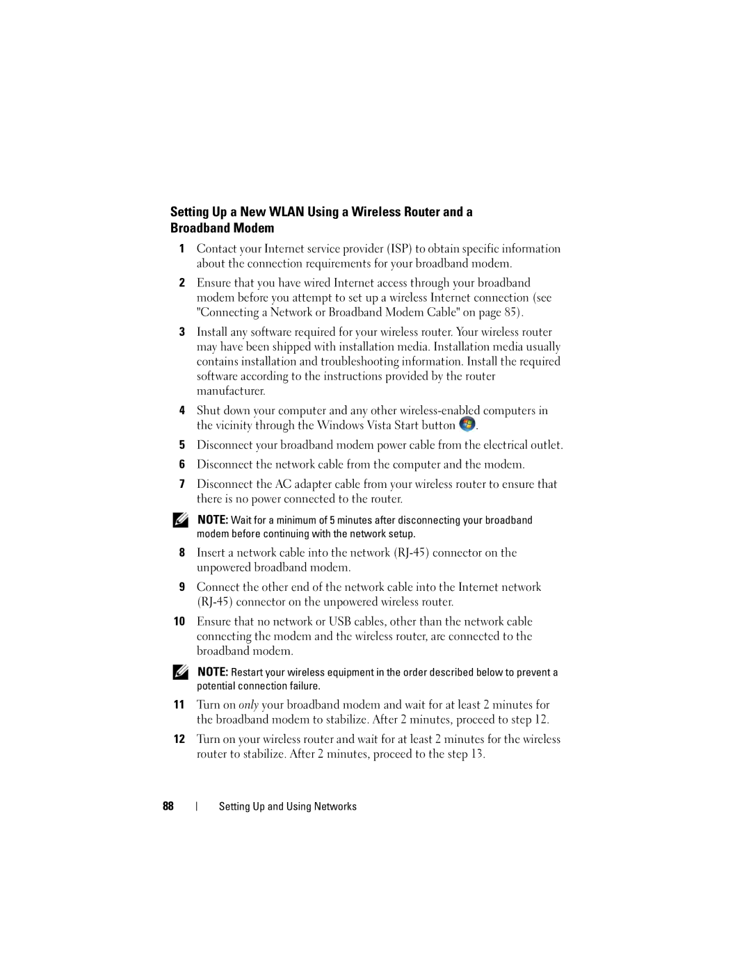 Dell 1720 owner manual Setting Up and Using Networks 