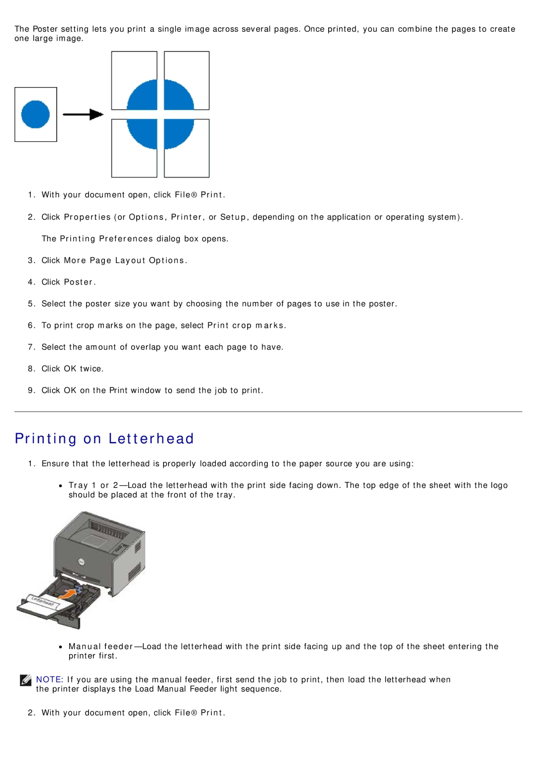 Dell 1720/1720DN specifications Printing on Letterhead 