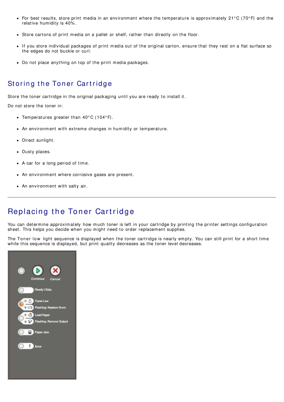 Dell 1720/1720DN specifications Replacing the Toner Cartridge, Storing the Toner Cartridge 