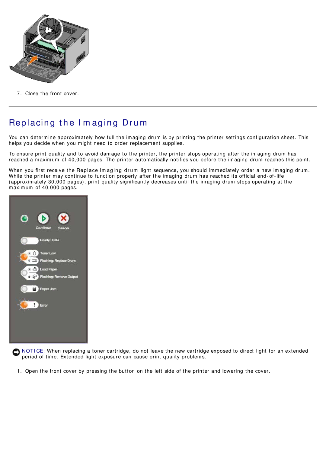 Dell 1720/1720DN specifications Replacing the Imaging Drum 