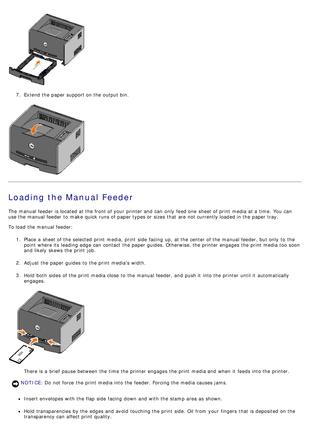 Dell 1720/1720DN specifications Loading the Manual Feeder 