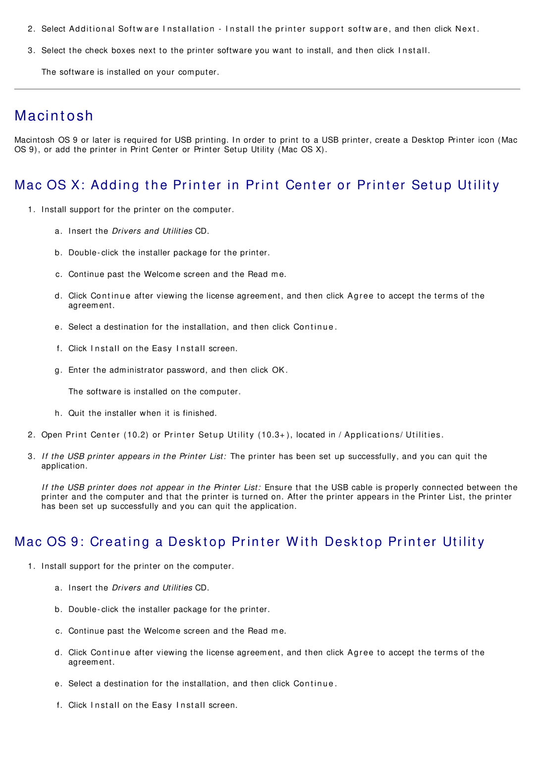 Dell 1720/1720DN specifications Macintosh, Click Install on the Easy Install screen 