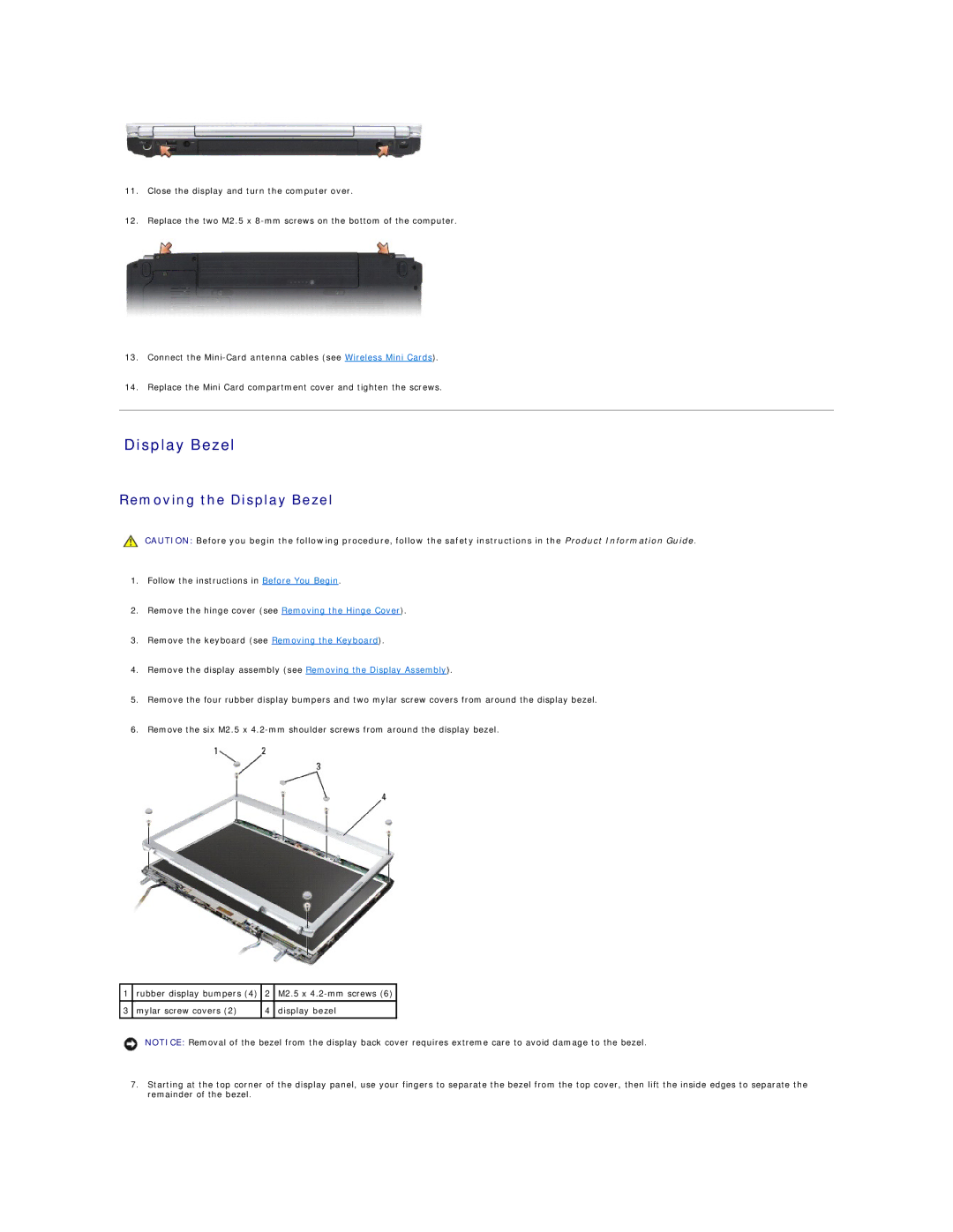 Dell 1721 manual Removing the Display Bezel 