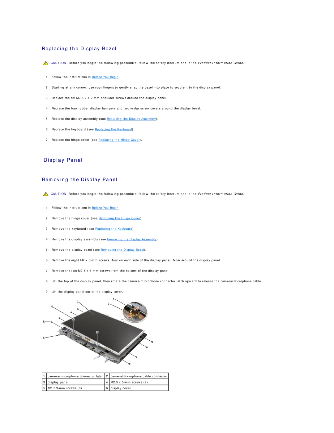 Dell 1721 manual Replacing the Display Bezel, Removing the Display Panel 