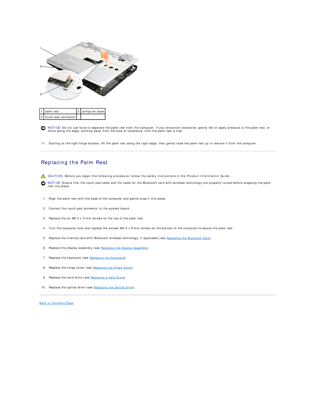 Dell 1721 manual Replacing the Palm Rest 