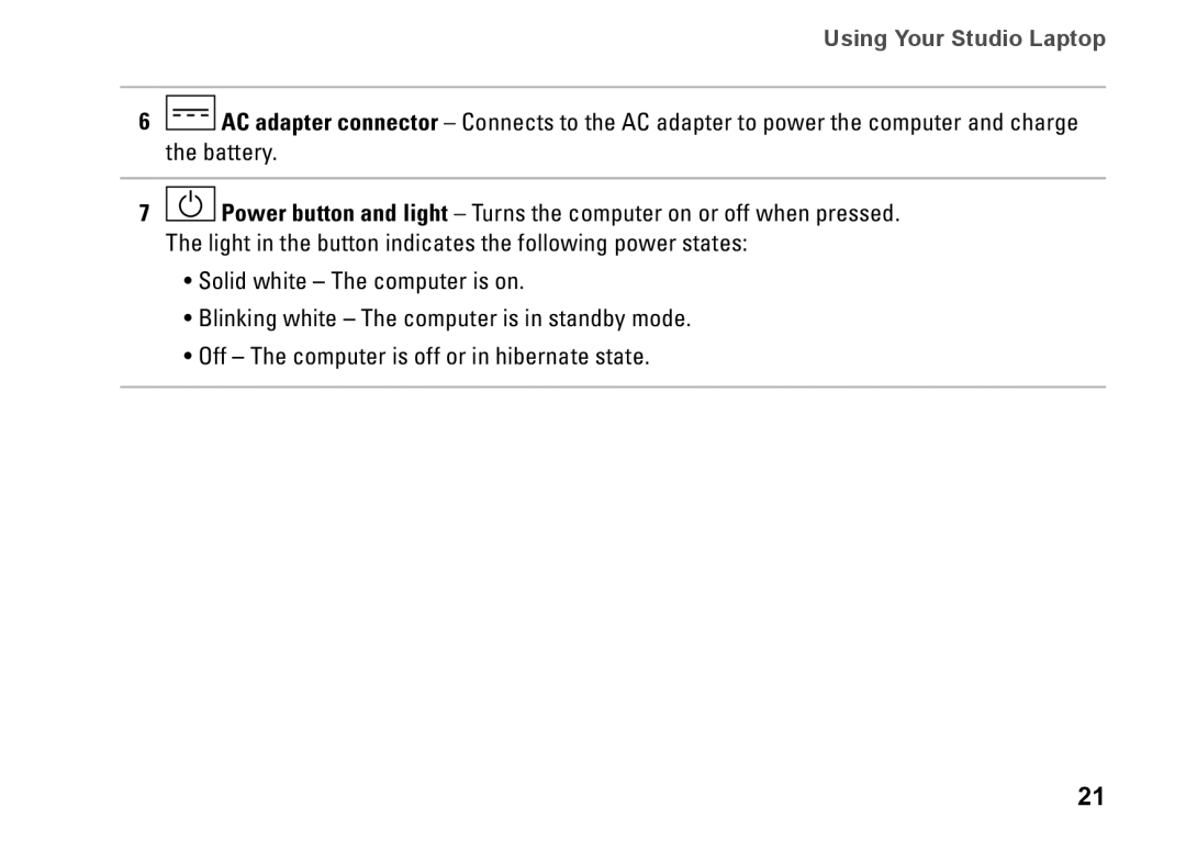 Dell 0K027RA00, 1747, 1745, P02E001 setup guide Using Your Studio Laptop 