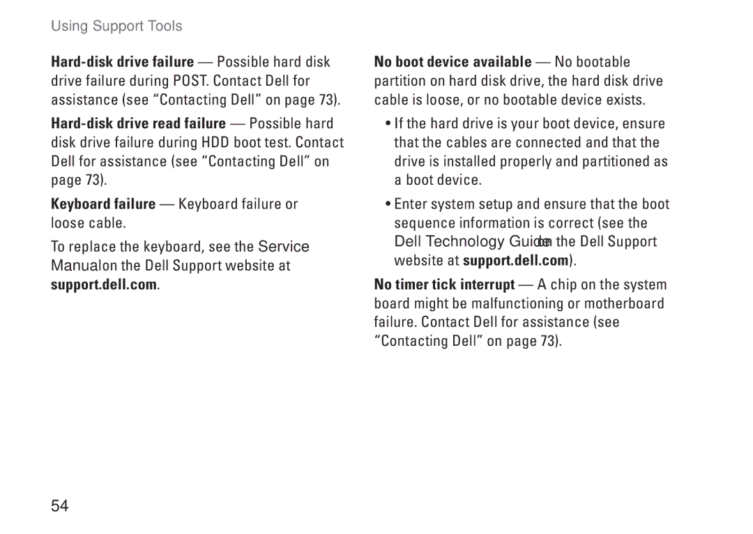 Dell P02E001, 1747, 1745, 0K027RA00 setup guide Using Support Tools 