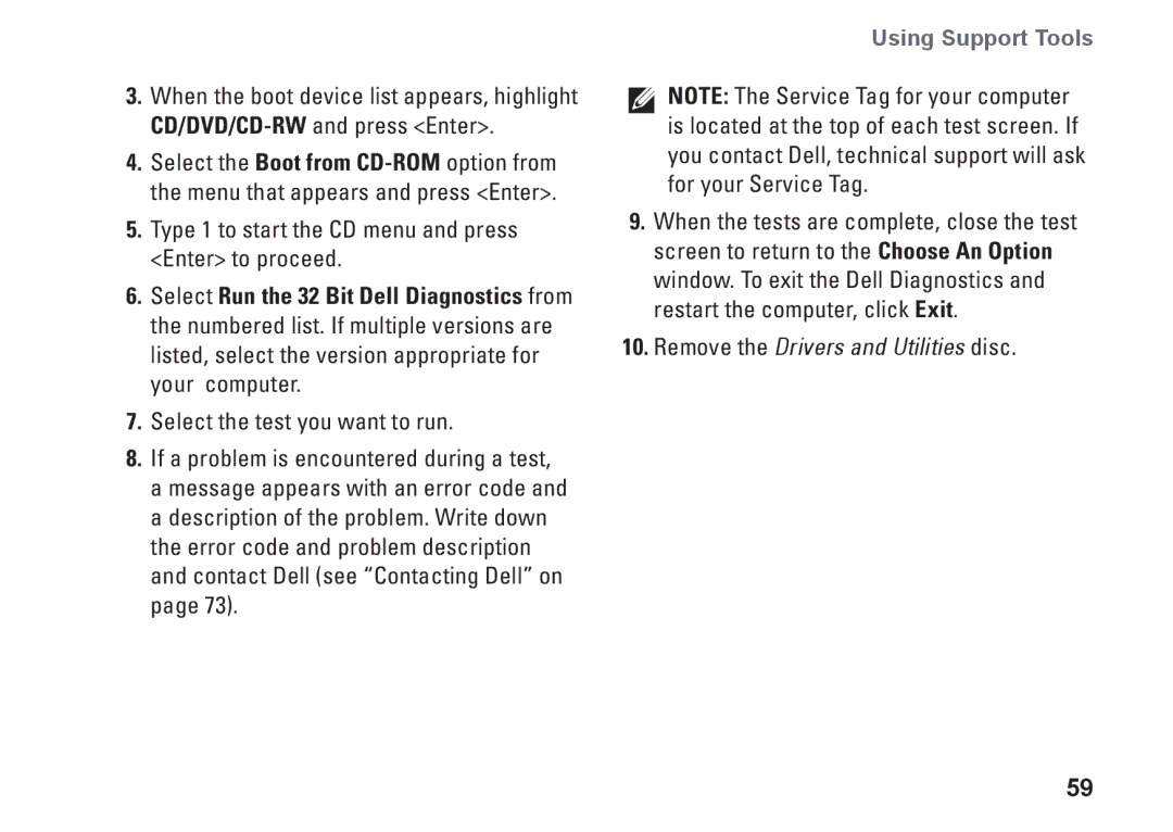 Dell 1745, 1747, P02E001, 0K027RA00 setup guide Remove the Drivers and Utilities disc 