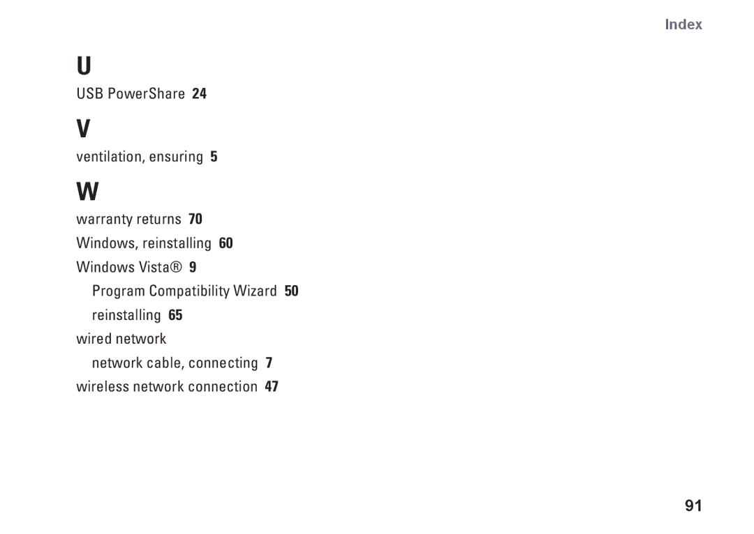 Dell 1747, 1745, P02E001, 0K027RA00 setup guide Network cable, connecting 7 wireless network connection 