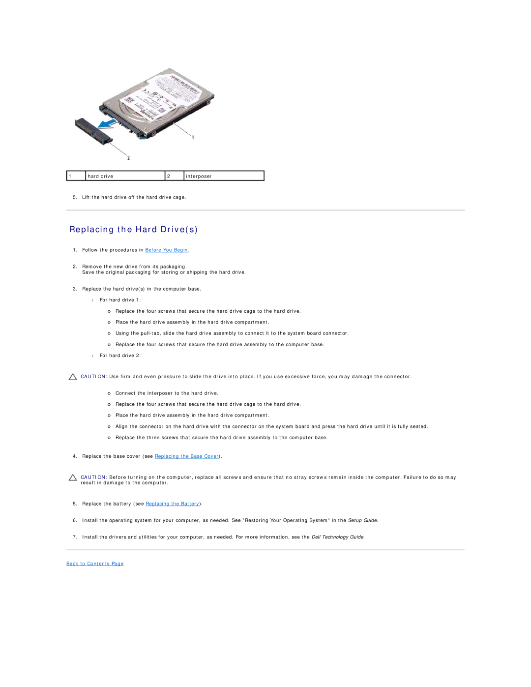 Dell 1747, 1745 manual Replacing the Hard Drives 