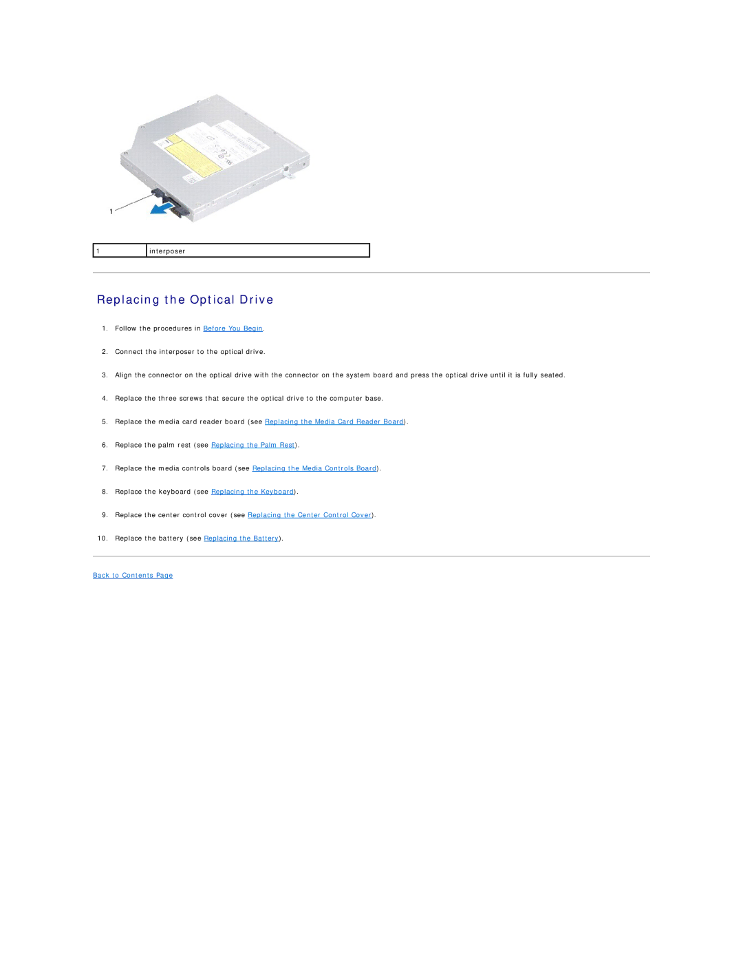 Dell 1745, 1747 manual Replacing the Optical Drive 