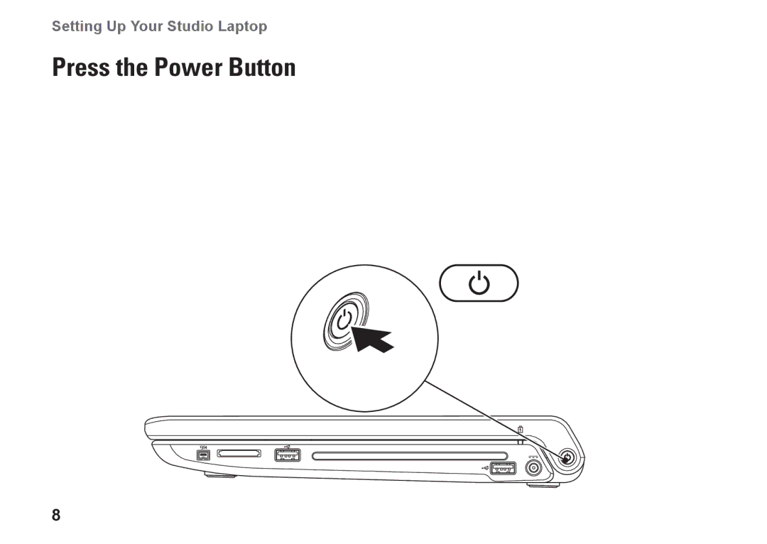 Dell 1749, P02E002, 0GYVXHA00 setup guide Press the Power Button 