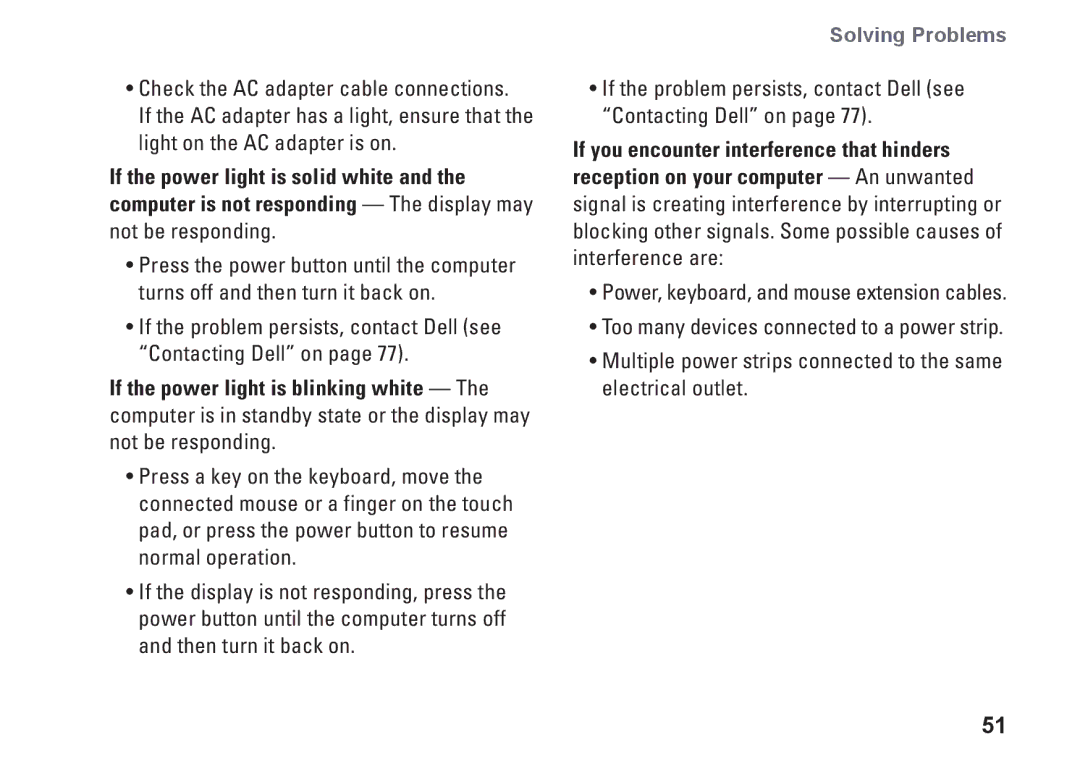 Dell P02E002, 1749, 0GYVXHA00 setup guide If the problem persists, contact Dell see Contacting Dell on 