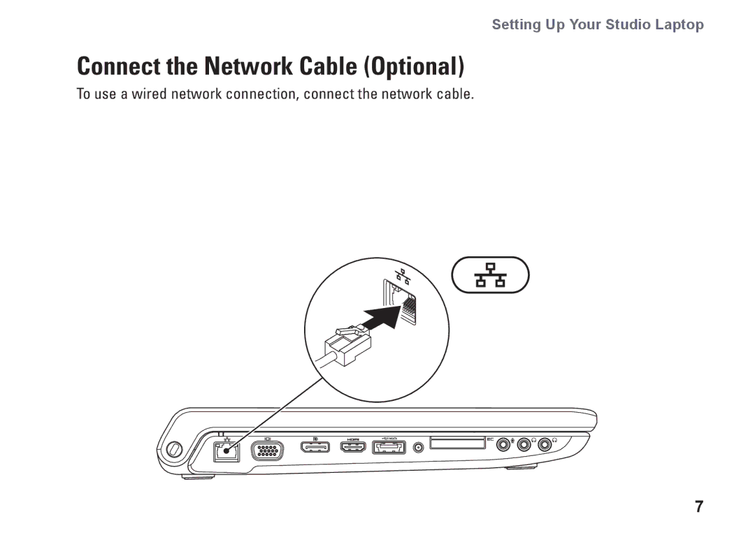 Dell P02E002, 1749, 0GYVXHA00 setup guide Connect the Network Cable Optional 