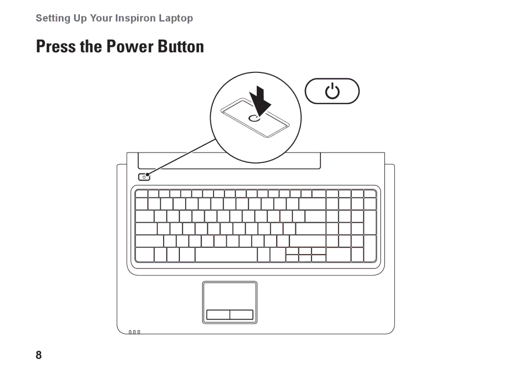 Dell P07E001, 1764, P07E series, H0JMM setup guide Press the Power Button 