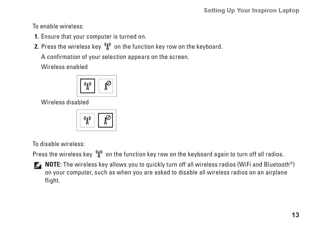 Dell H0JMM, 1764, P07E series, P07E001 setup guide Setting Up Your Inspiron Laptop 