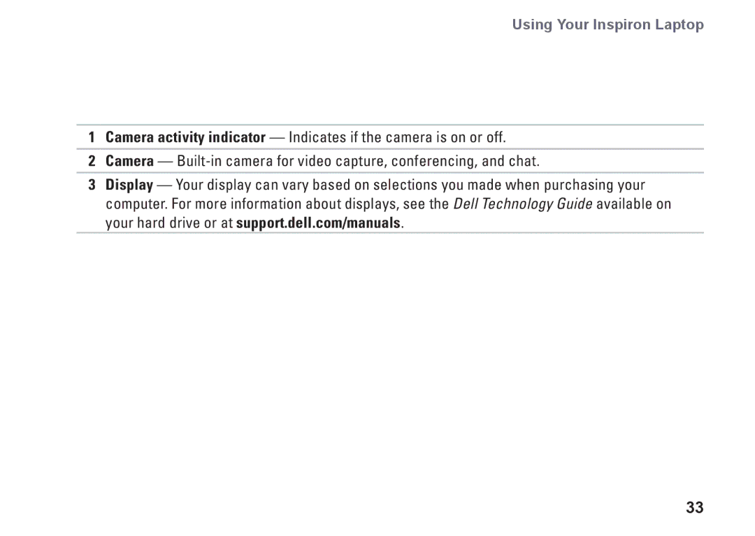 Dell H0JMM, 1764, P07E series, P07E001 setup guide Using Your Inspiron Laptop 