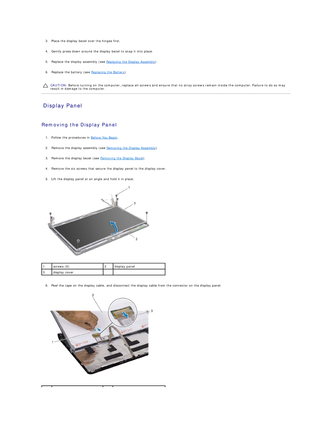 Dell 1764 manual Removing the Display Panel 