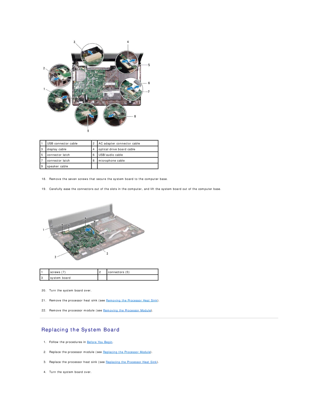 Dell 1764 manual Replacing the System Board 