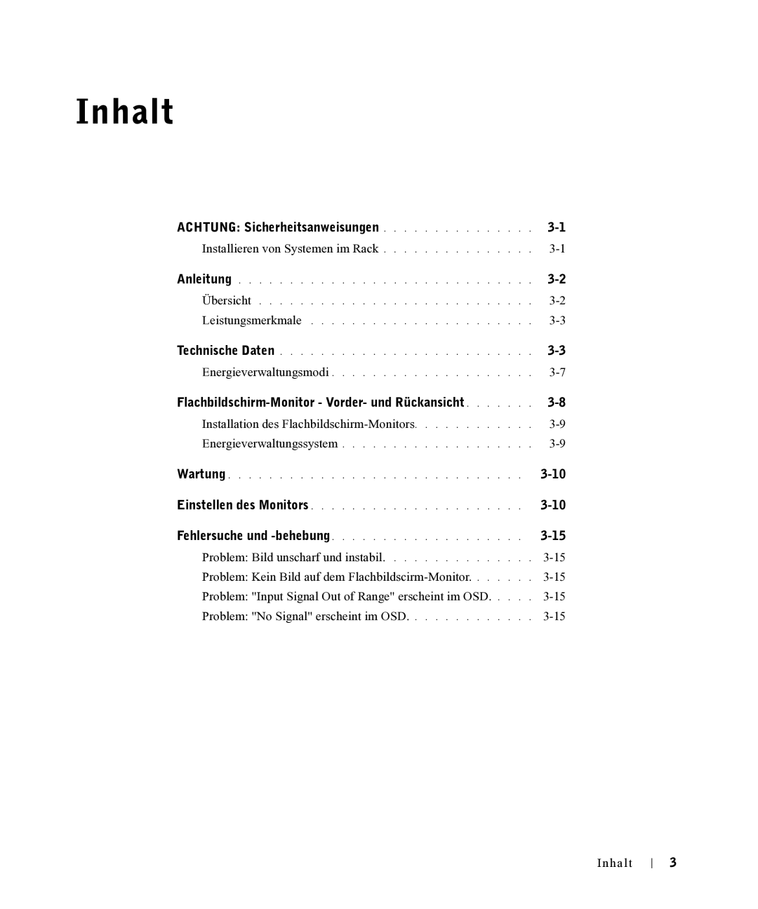 Dell 17FP manual Achtung Sicherheitsanweisungen, Flachbildschirm-Monitor Vorder- und Rückansicht 