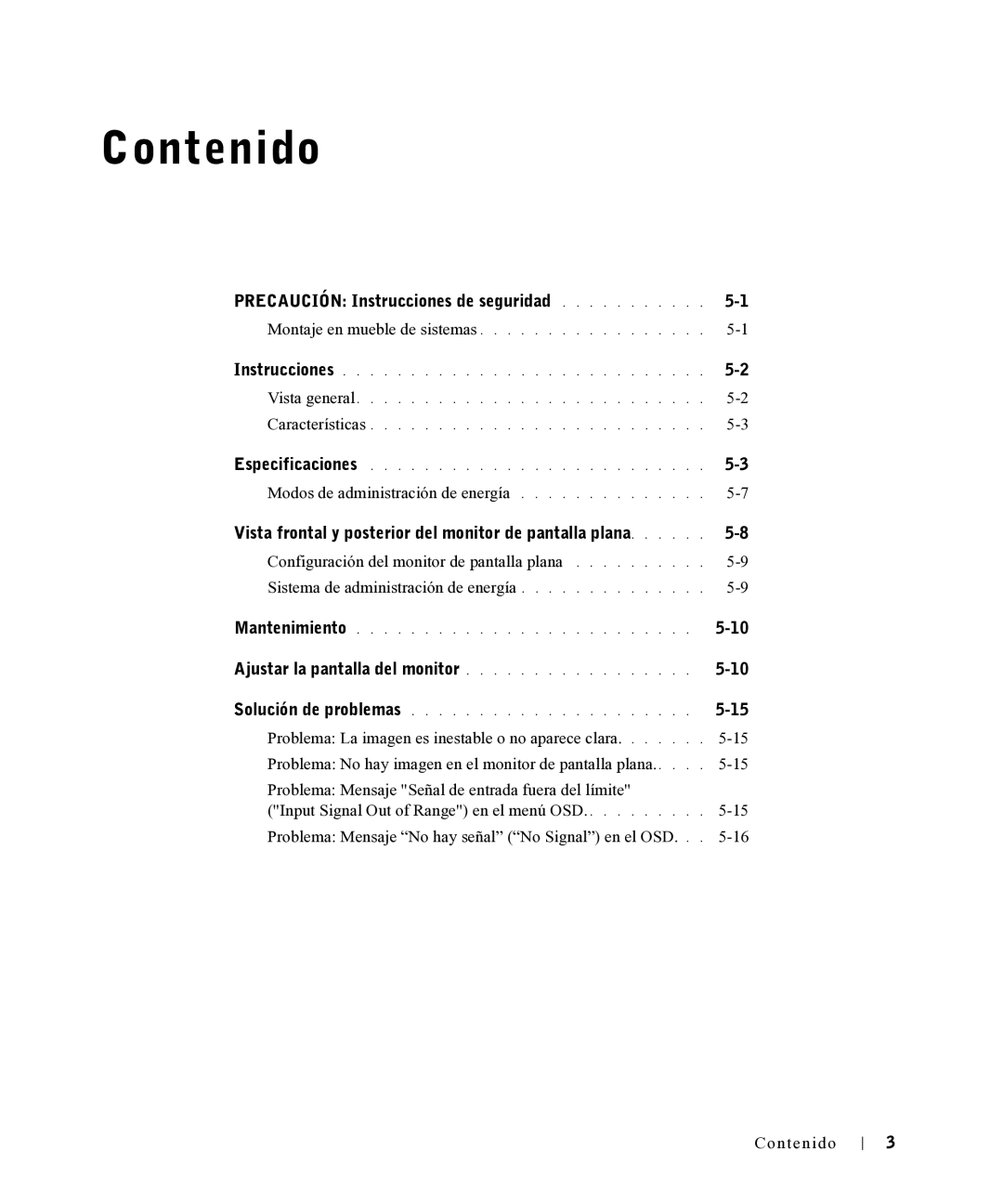 Dell 17FP manual Precaución Instrucciones de seguridad, Vista frontal y posterior del monitor de pantalla plana 