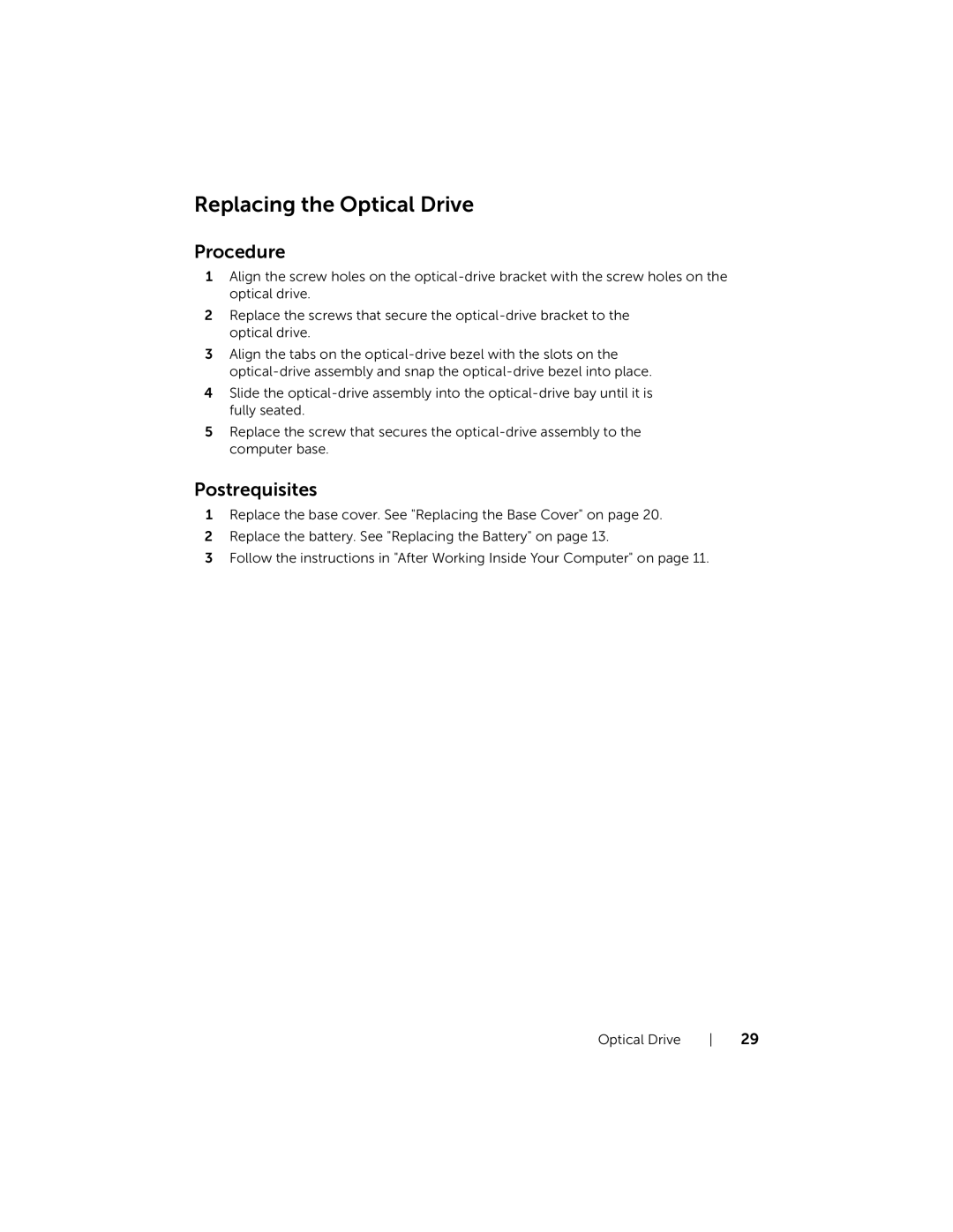 Dell 17R-7720, 17R-5720 owner manual Replacing the Optical Drive 