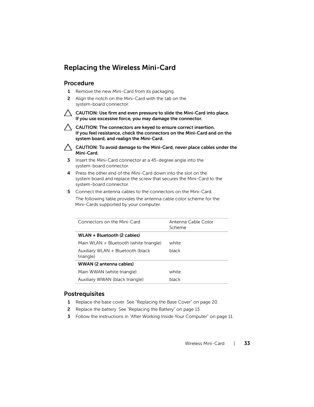 Dell 17R-7720, 17R-5720 owner manual Replacing the Wireless Mini-Card 