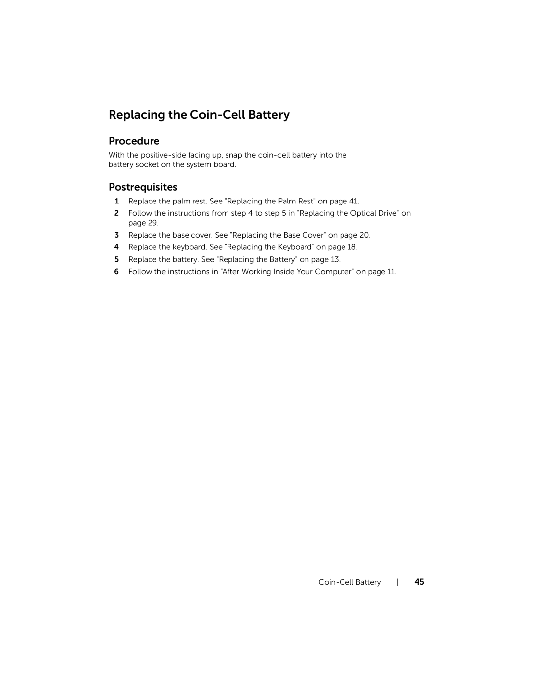 Dell 17R-7720, 17R-5720 owner manual Replacing the Coin-Cell Battery 